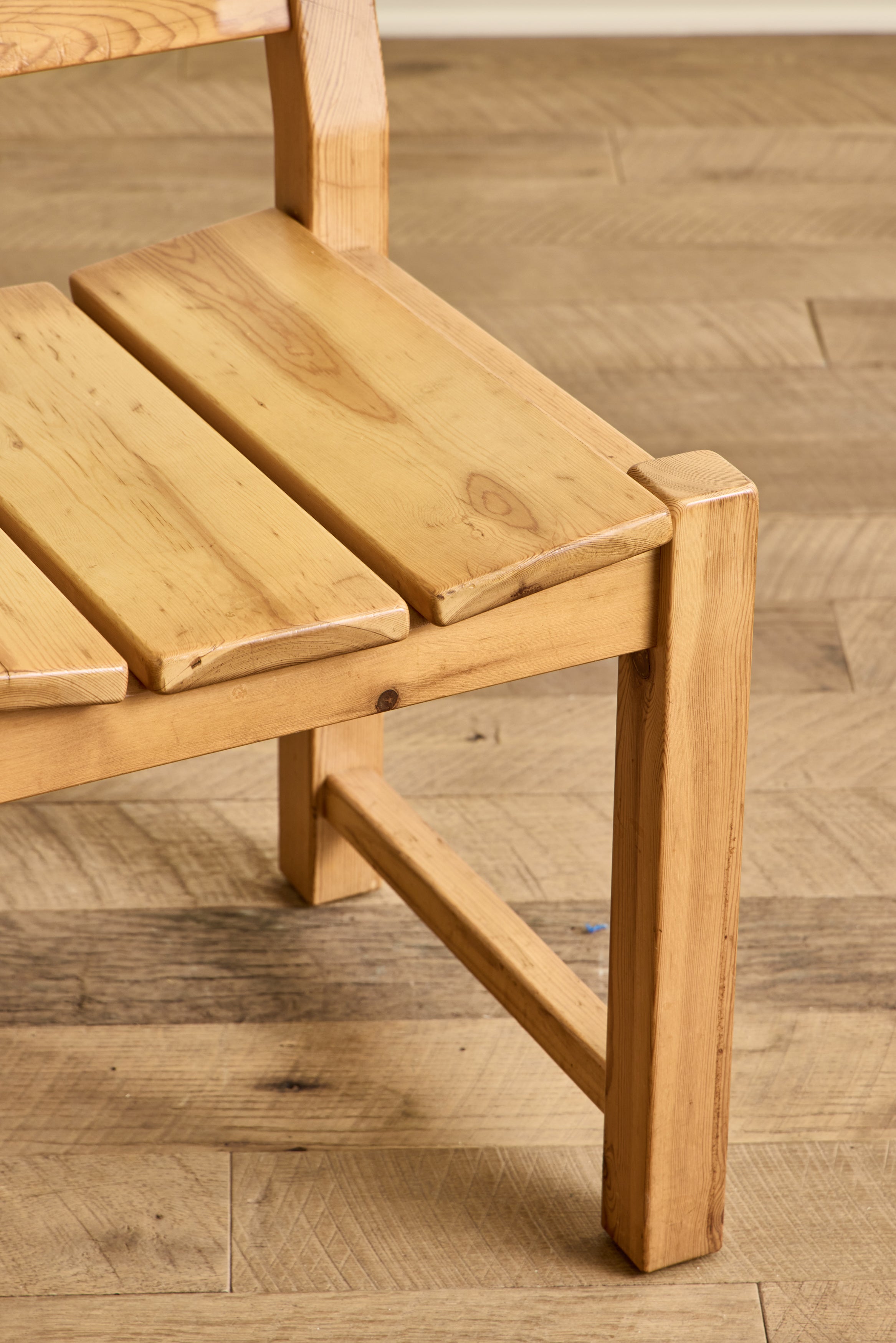 Set of 6 Brutalist Pine Chairs