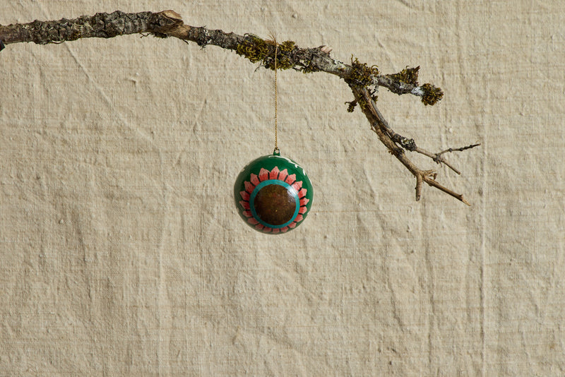 Painted Ball Ornament, Flower Ball