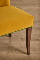 Shown in Customer's Own Material (Barker House, Velvet Ochre and Samuel & Sons, Saisons Cord in Basil) And Saddle