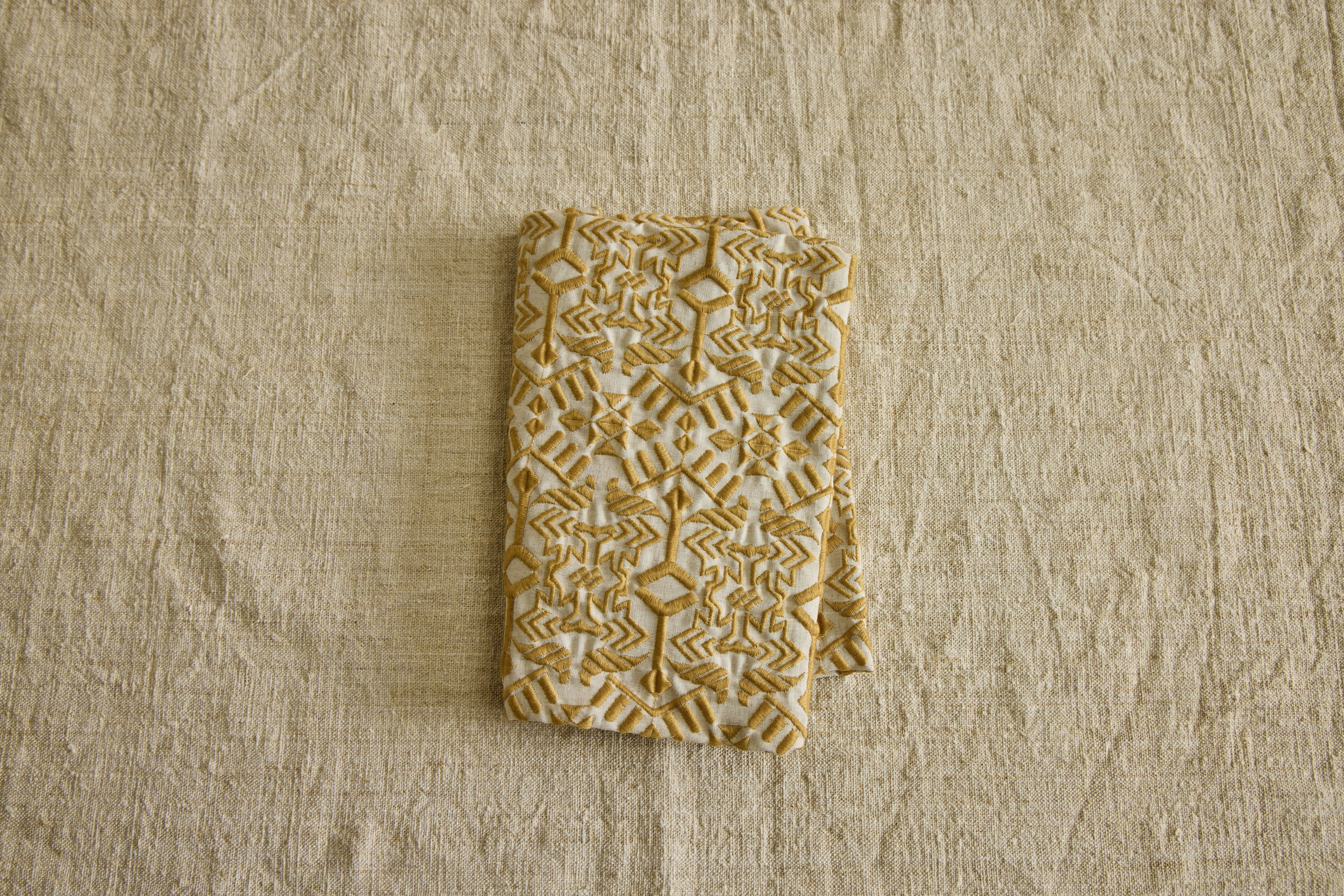 Ochre Embroidered Hand Towel