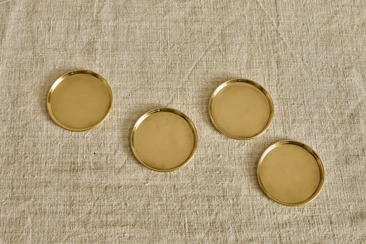 Unlacquered Brass Coasters, Set of 4