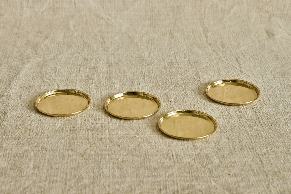 Unlacquered Brass Coasters, Set of 4