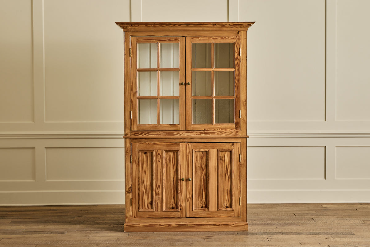 Belgian Pine Glass Door Cabinet