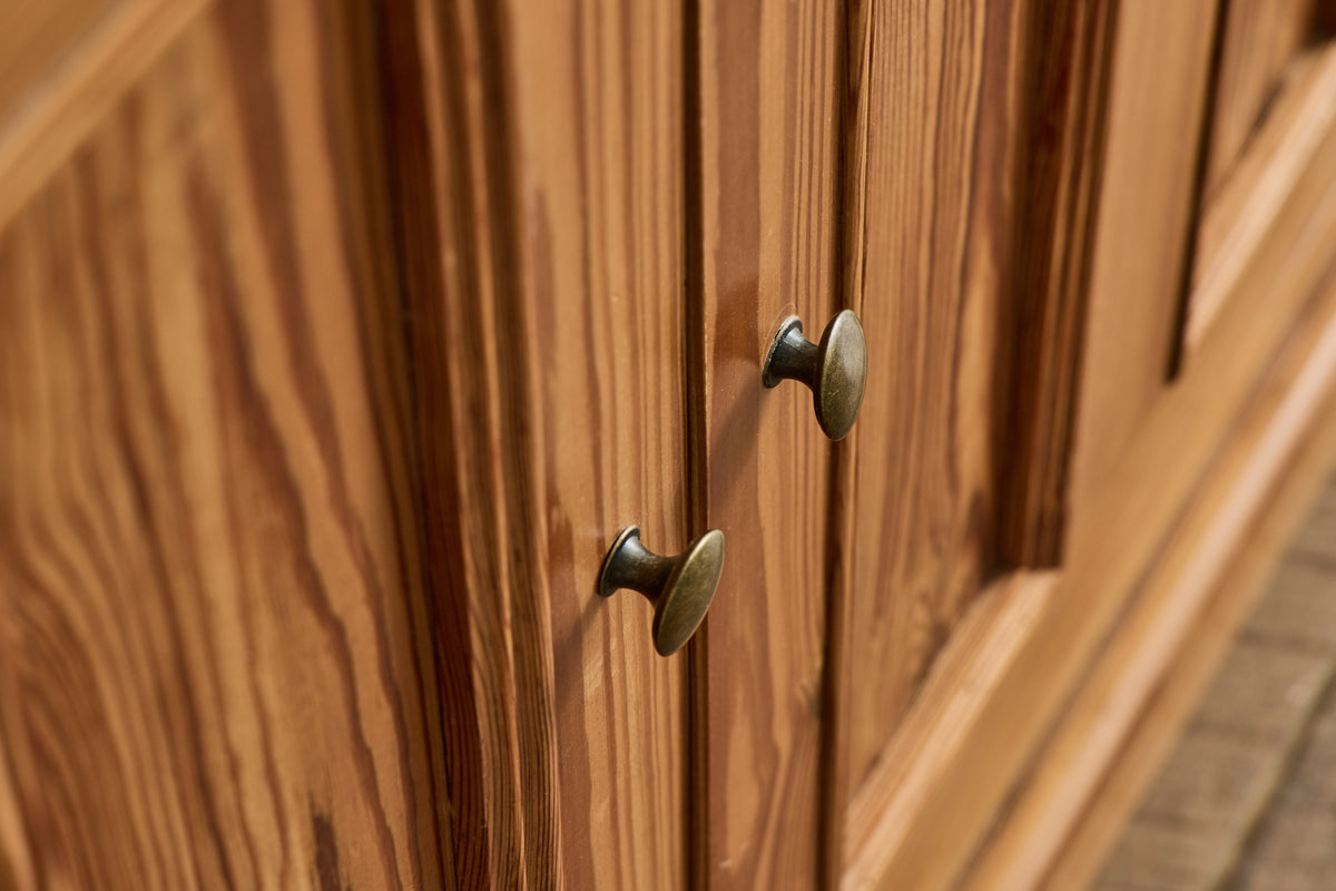 Belgian Pine Glass Door Cabinet