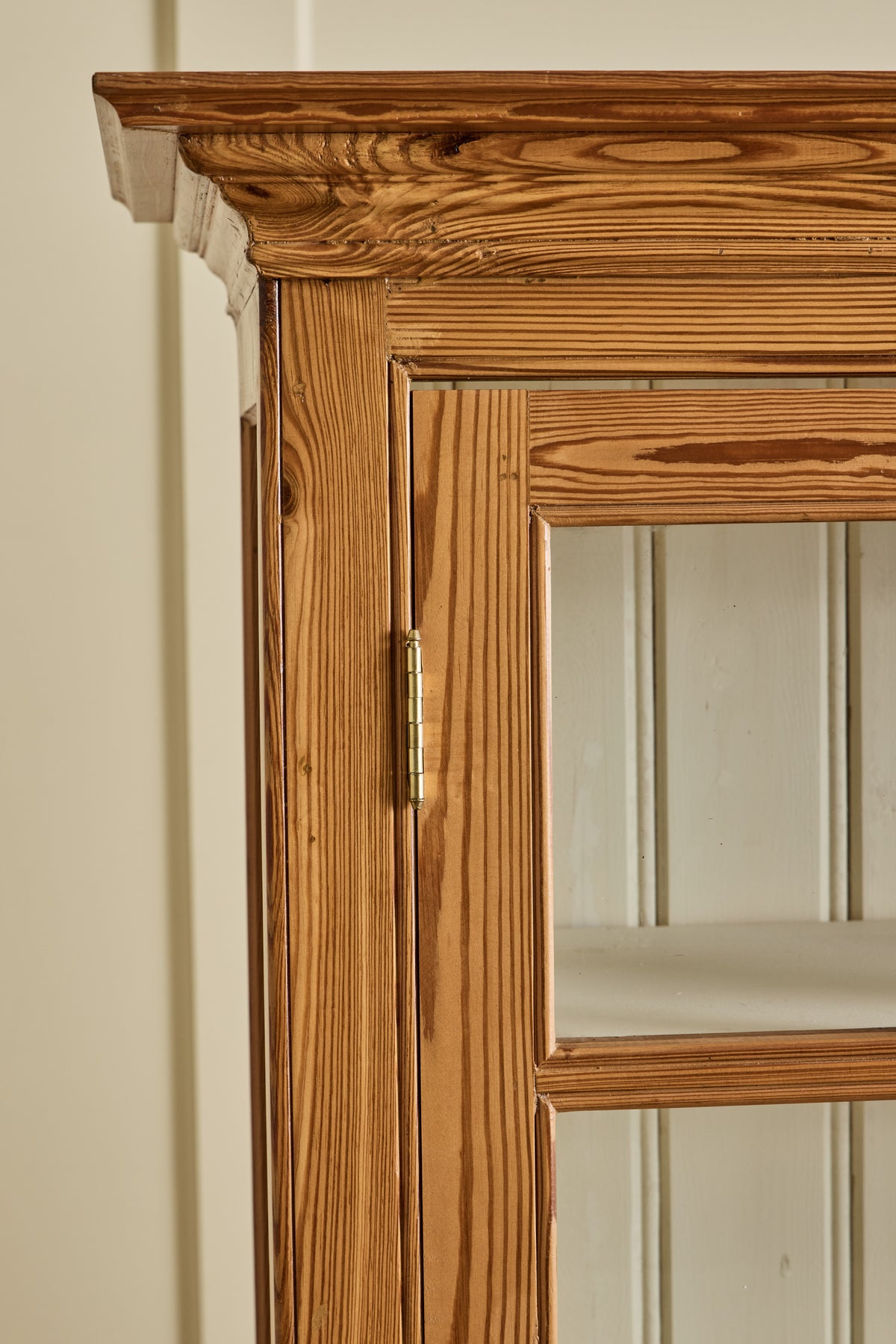 Belgian Pine Glass Door Cabinet