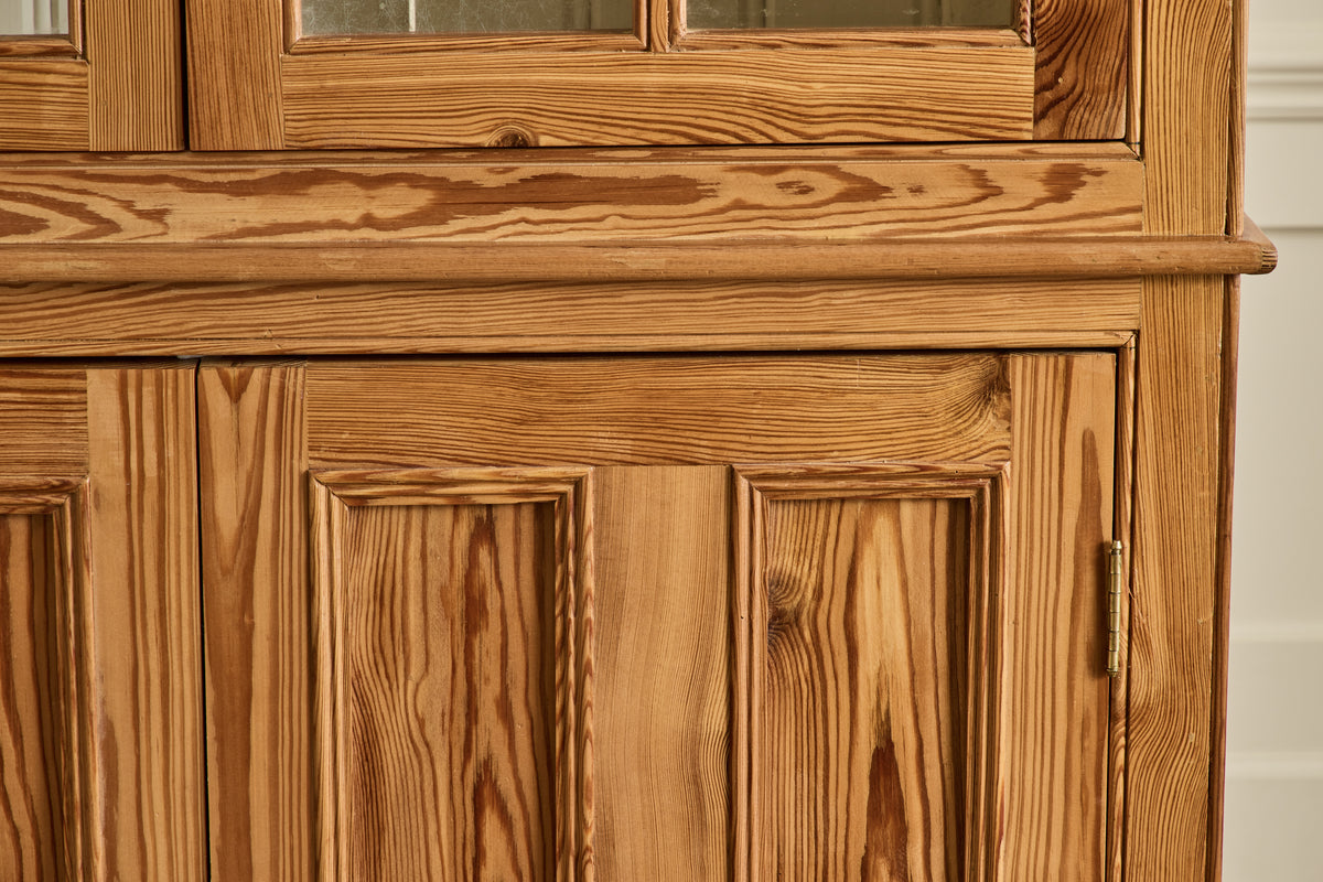 Belgian Pine Glass Door Cabinet