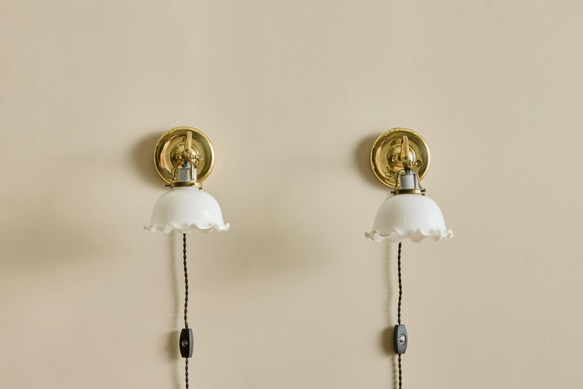Pair of Ivars Glass & Brass Sconces