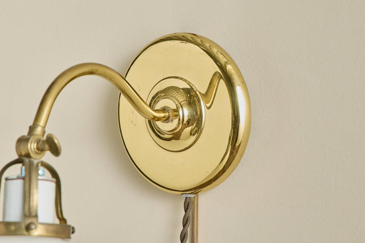 Pair of Ivars Glass & Brass Sconces