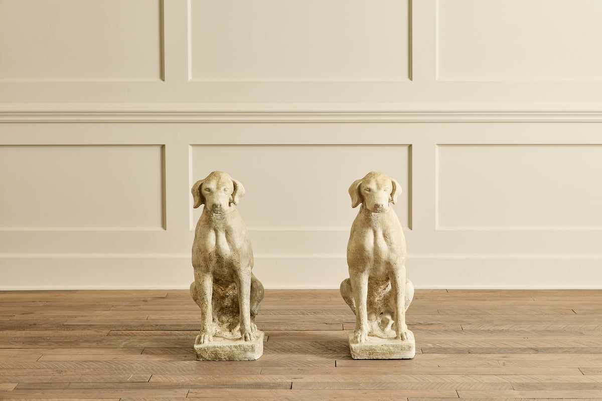 VTG PAIR OF CONCRETE DOG STATUES