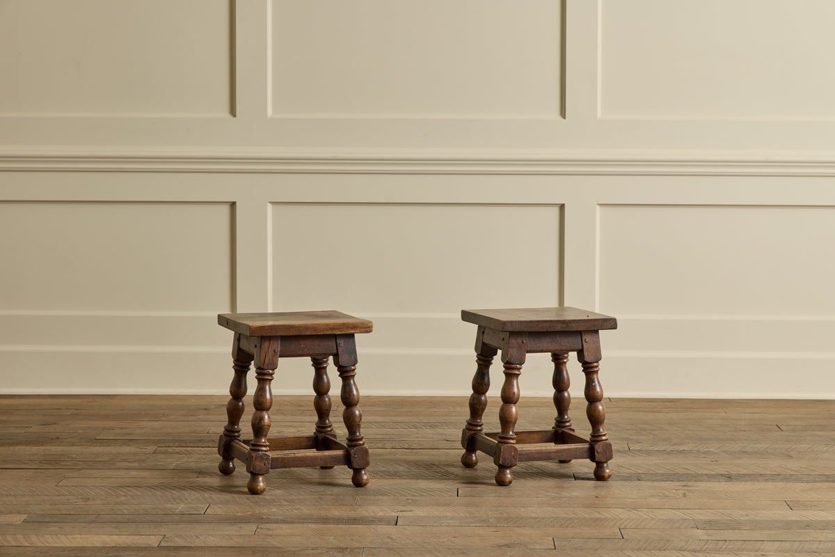 Pair of Turned Wood Stools