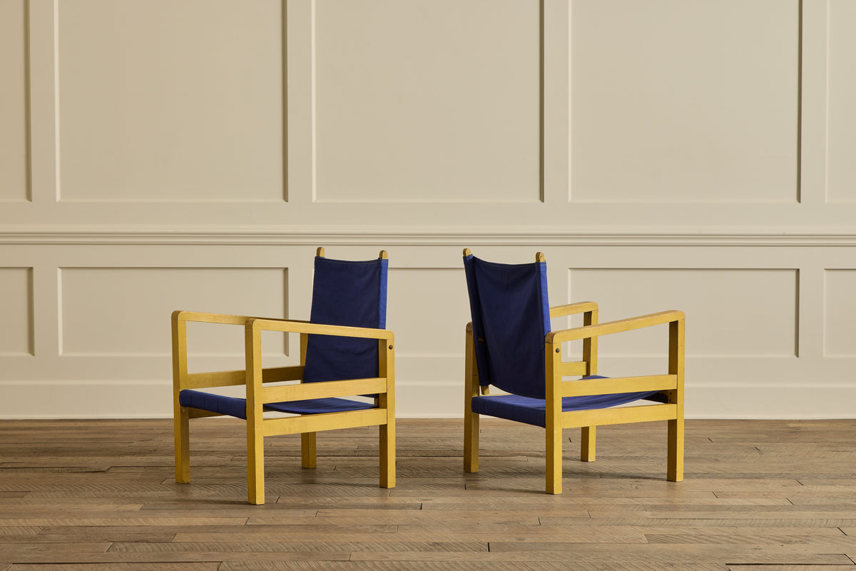 Pair. of Yellow Painted Lounge Chairs
