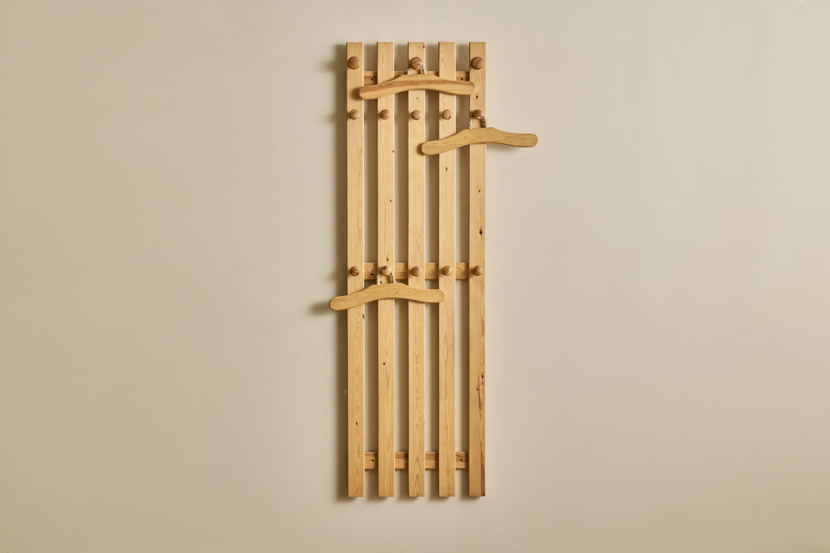 VTG PINE WALL HANGING COAT RACK