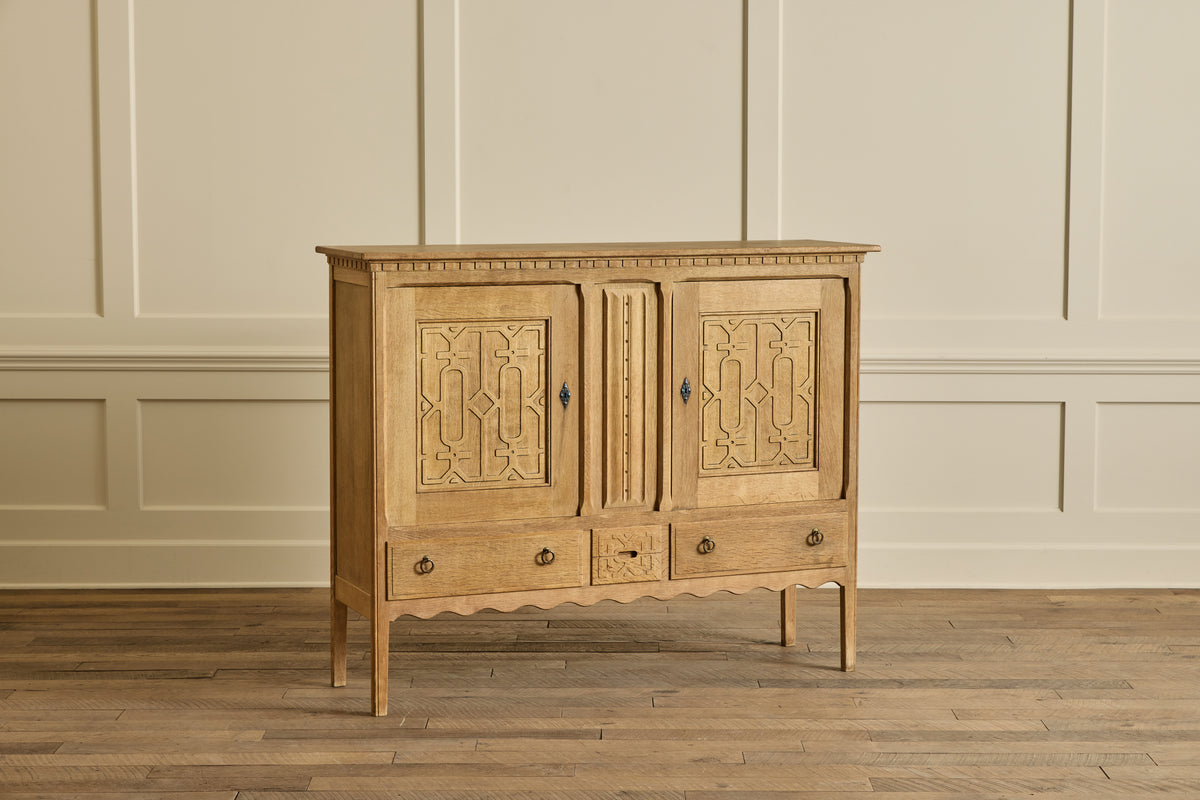 1960s Carved Oak Highboard