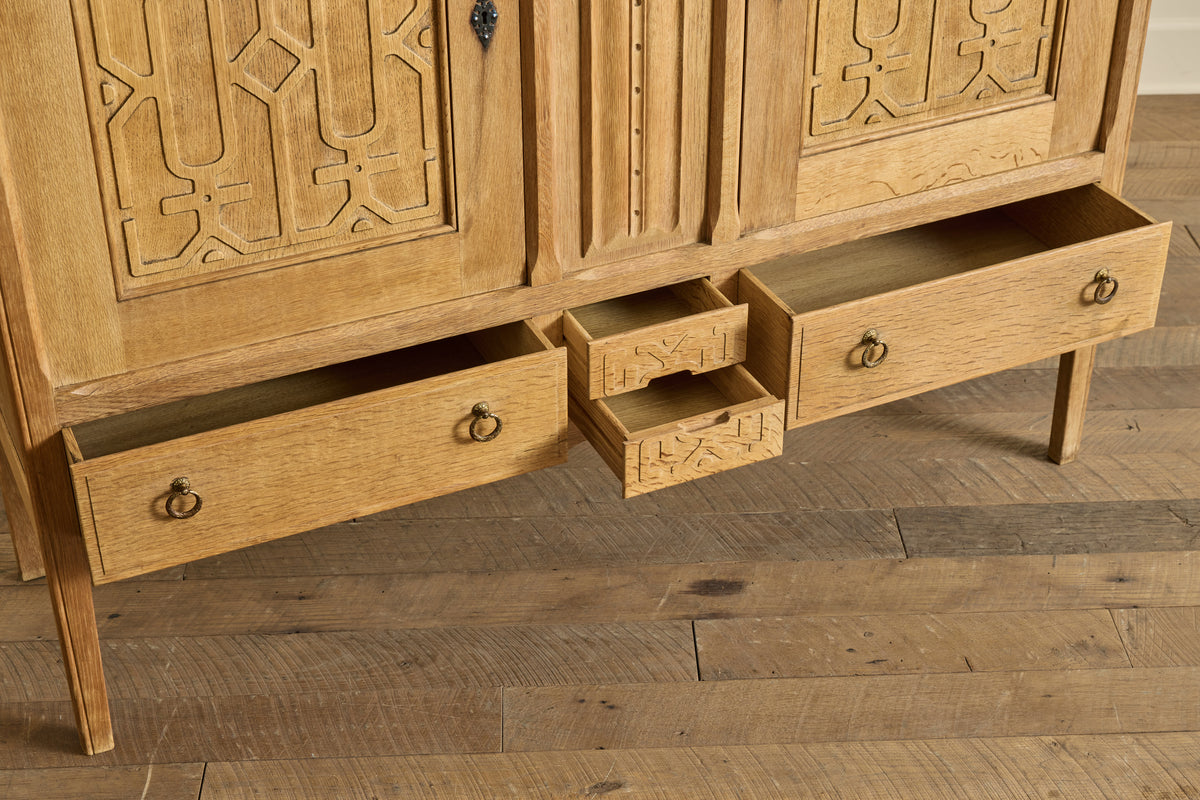1960s Carved Oak Highboard