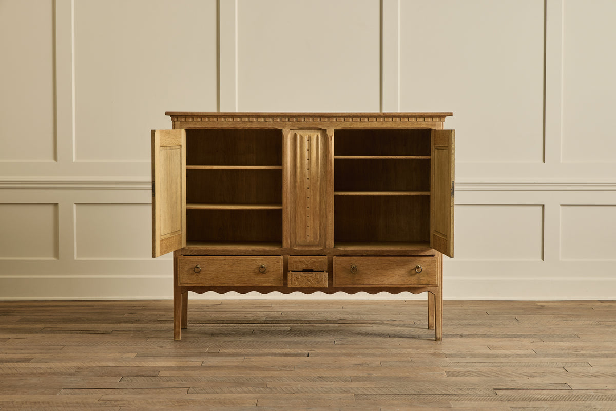 1960s Carved Oak Highboard