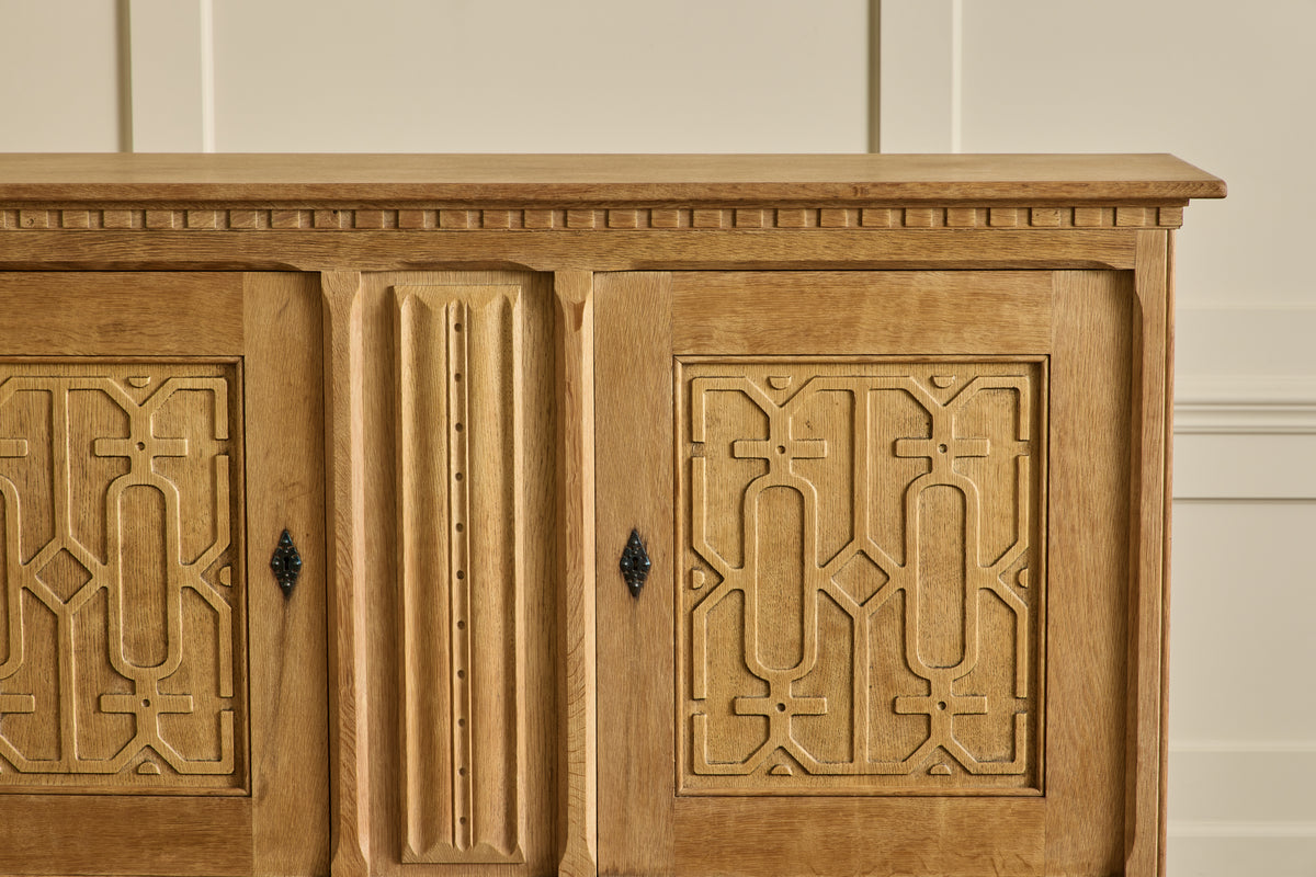 1960s Carved Oak Highboard