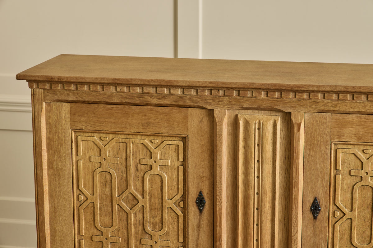 1960s Carved Oak Highboard