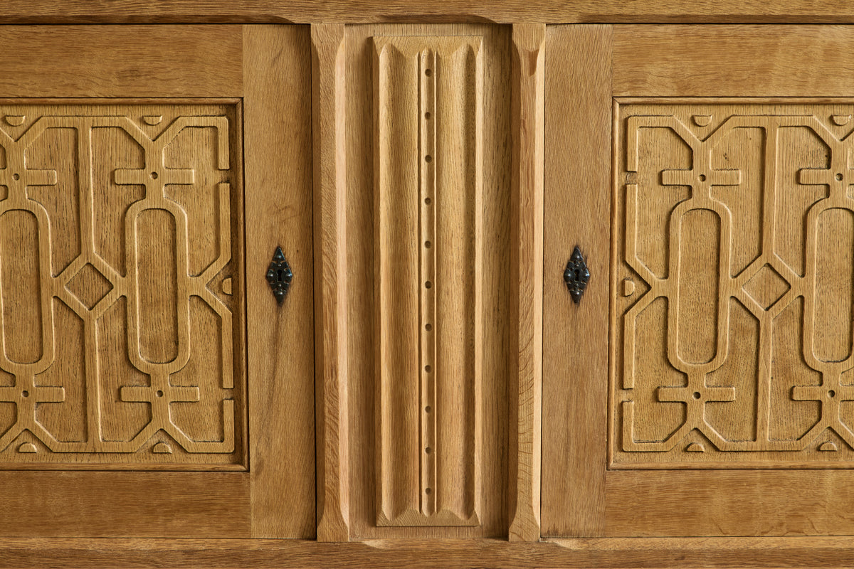 1960s Carved Oak Highboard