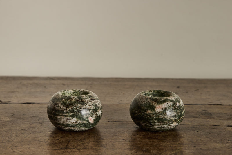 Pair of Green Marble Votives (LA)