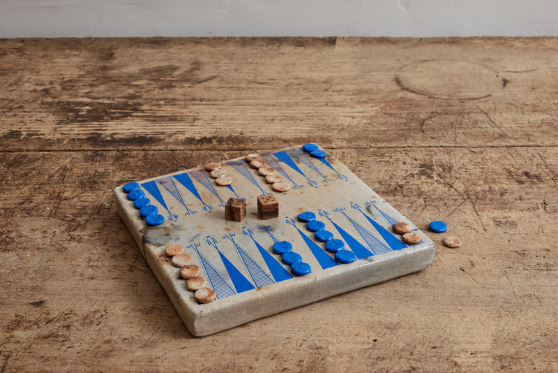 Blue Earthenware Backgammon
