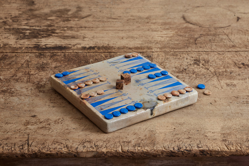 Blue Earthenware Backgammon