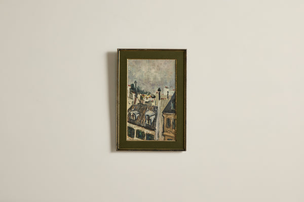 1950s Rooftop Oil Painting