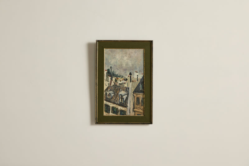 1950s Rooftop Oil Painting