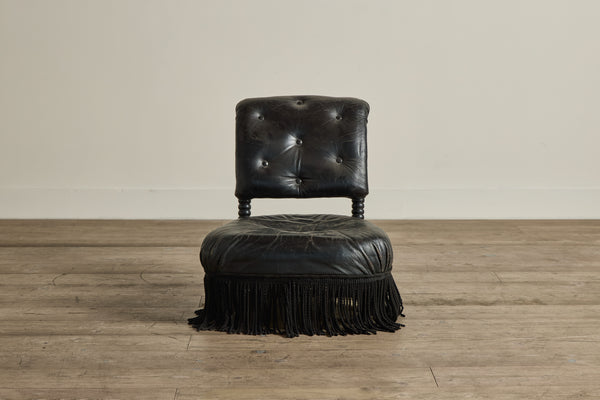 Black Fringe Slipper Chair
