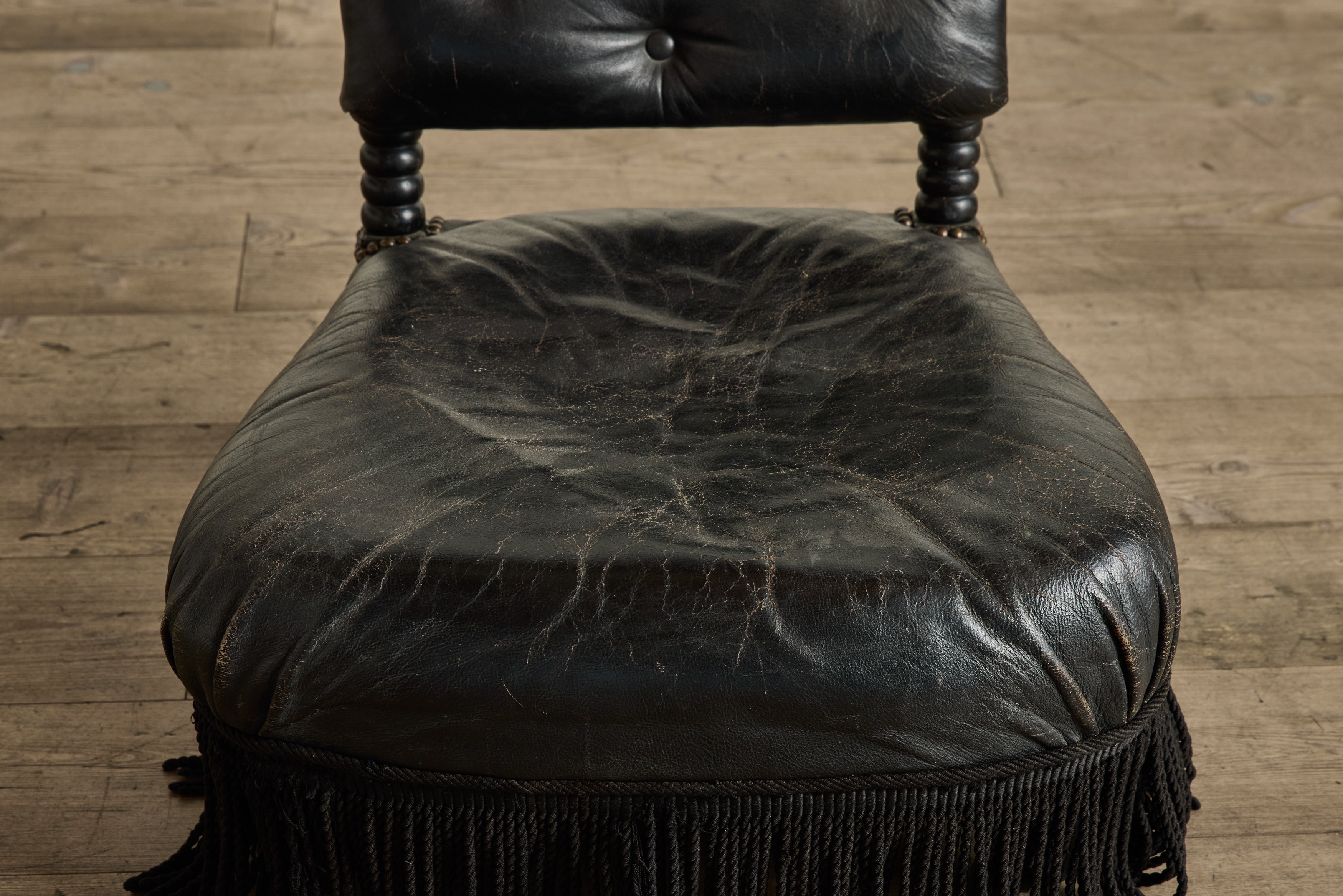 Black Fringe Slipper Chair