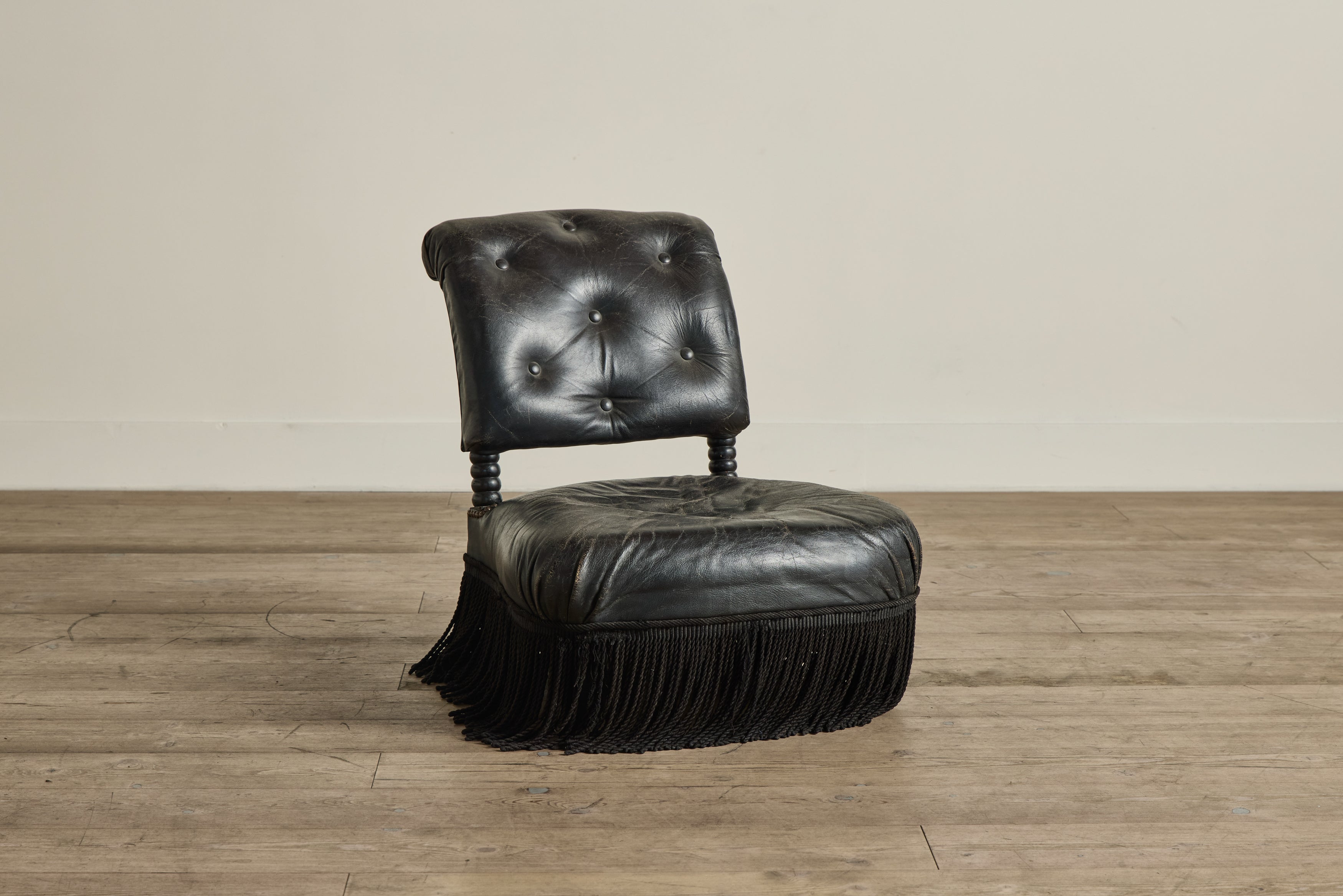 Black Fringe Slipper Chair
