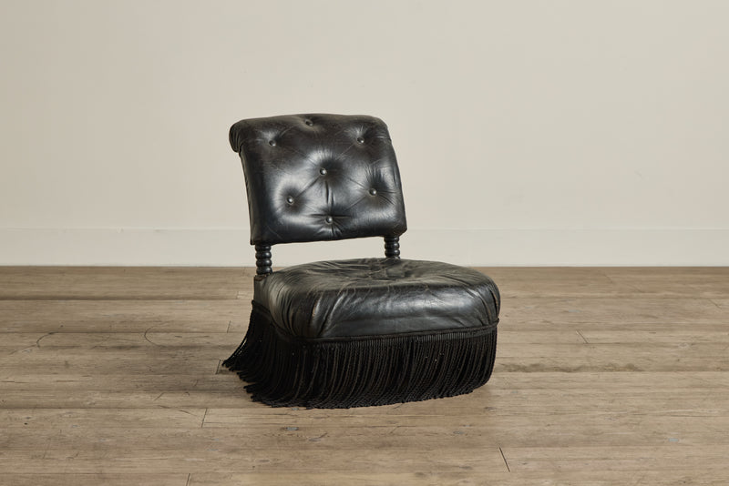 Black Fringe Slipper Chair