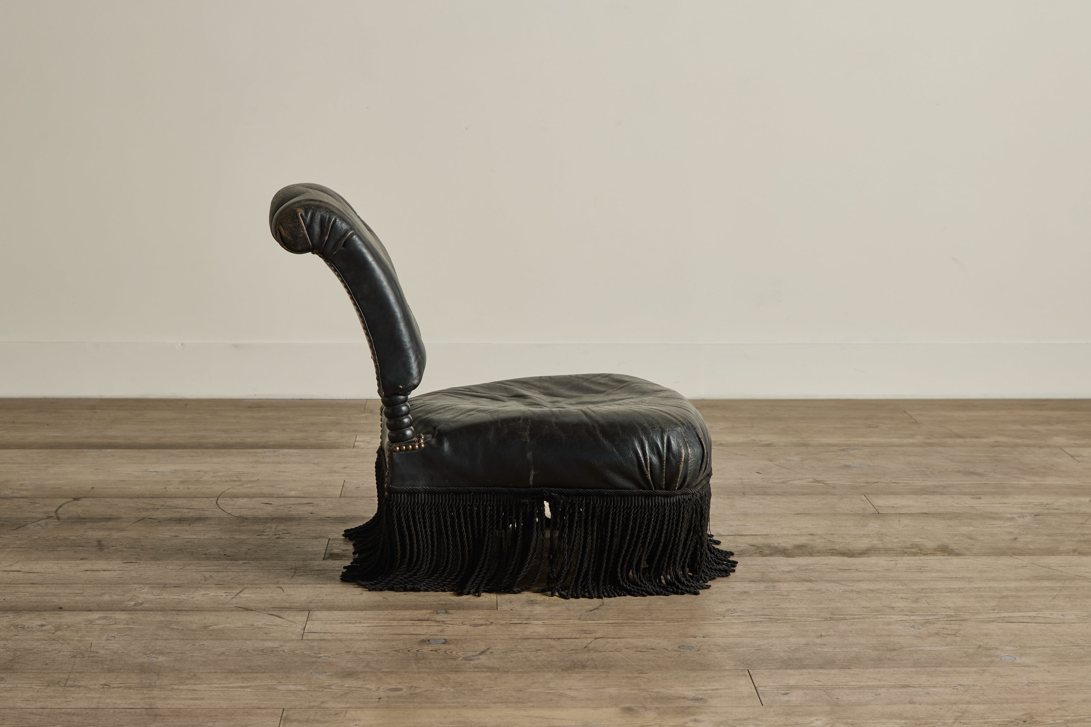Black Fringe Slipper Chair