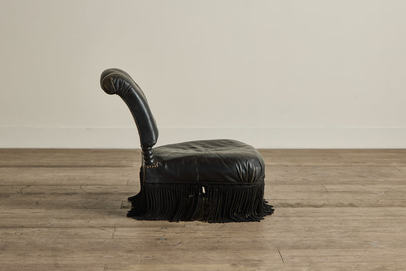 Black Fringe Slipper Chair