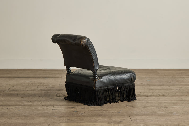 Black Fringe Slipper Chair