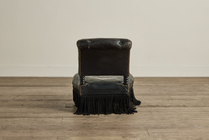 Black Fringe Slipper Chair