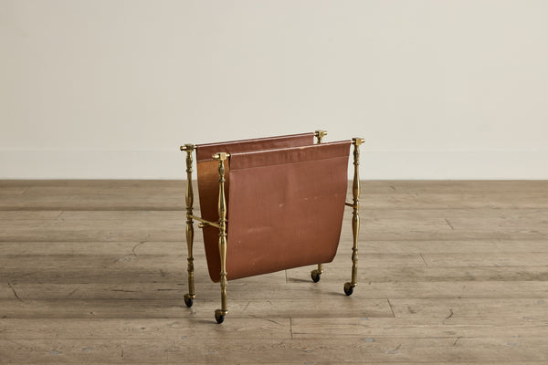 Leather & Brass Magazine Rack