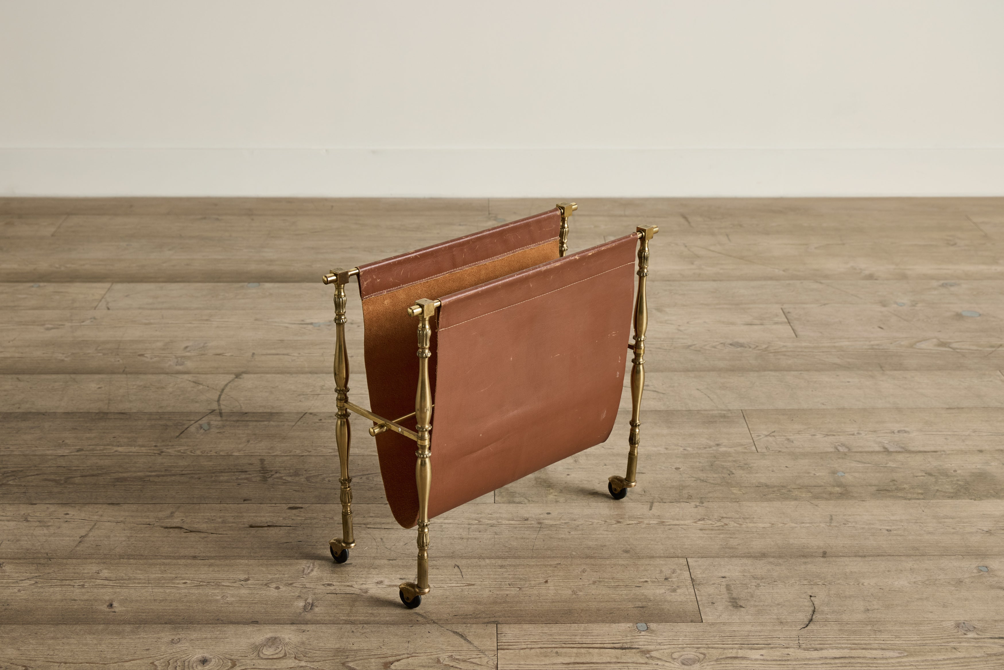 Leather & Brass Magazine Rack