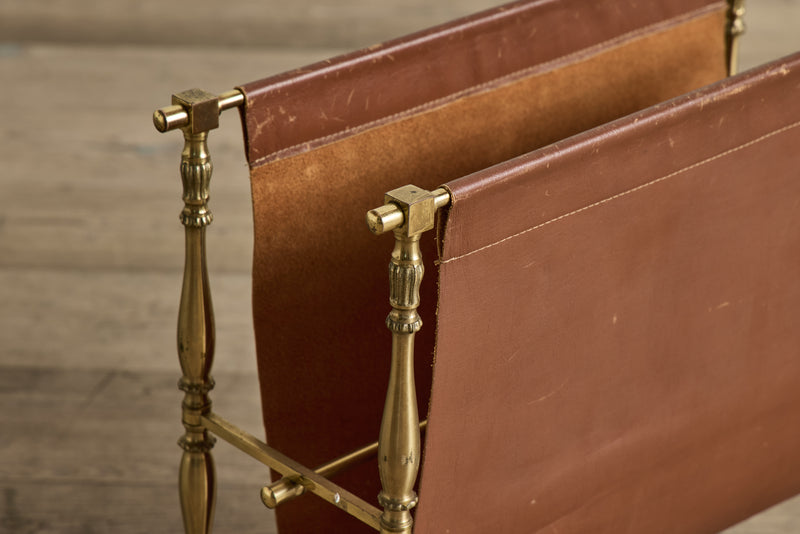 Leather & Brass Magazine Rack