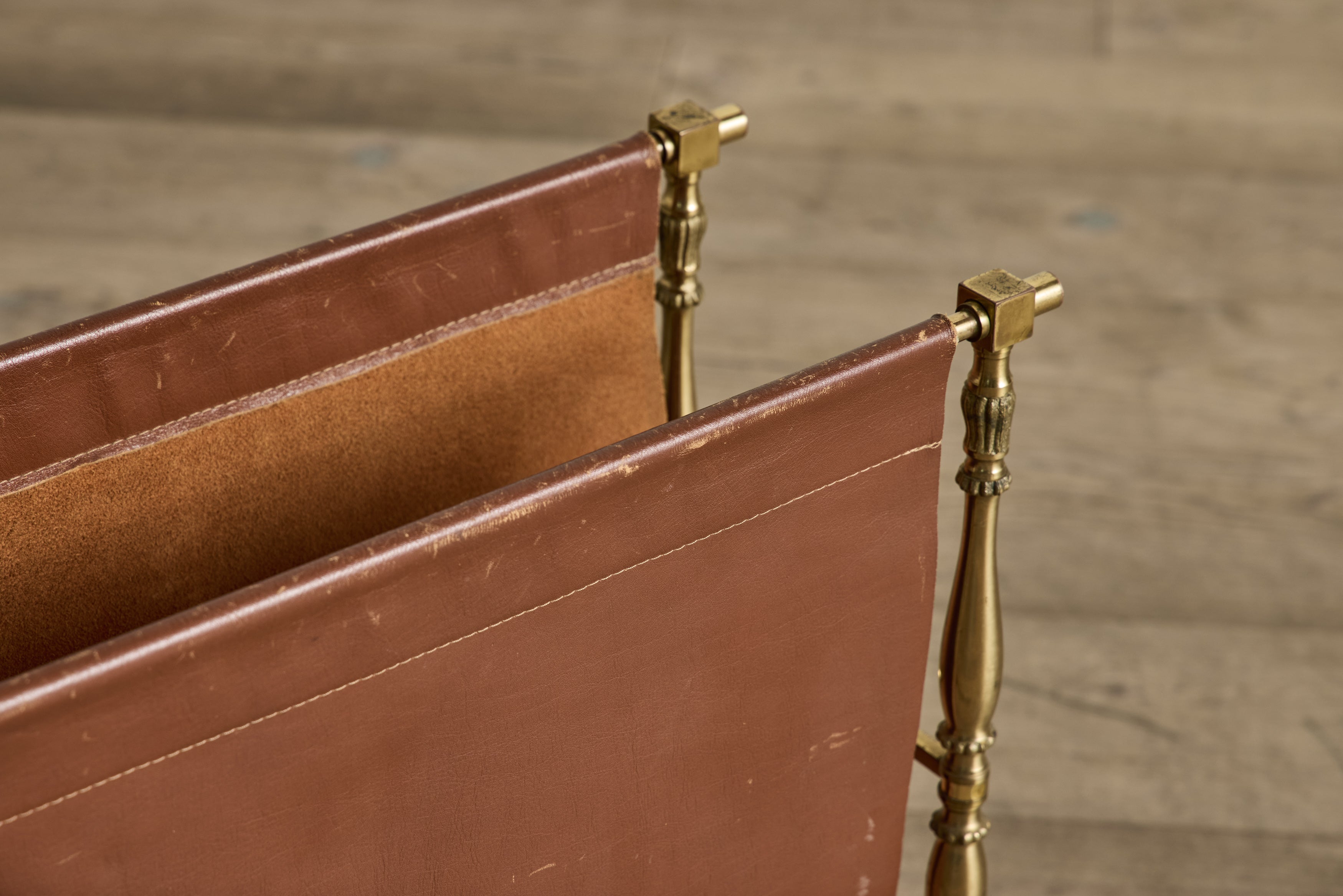 Leather & Brass Magazine Rack