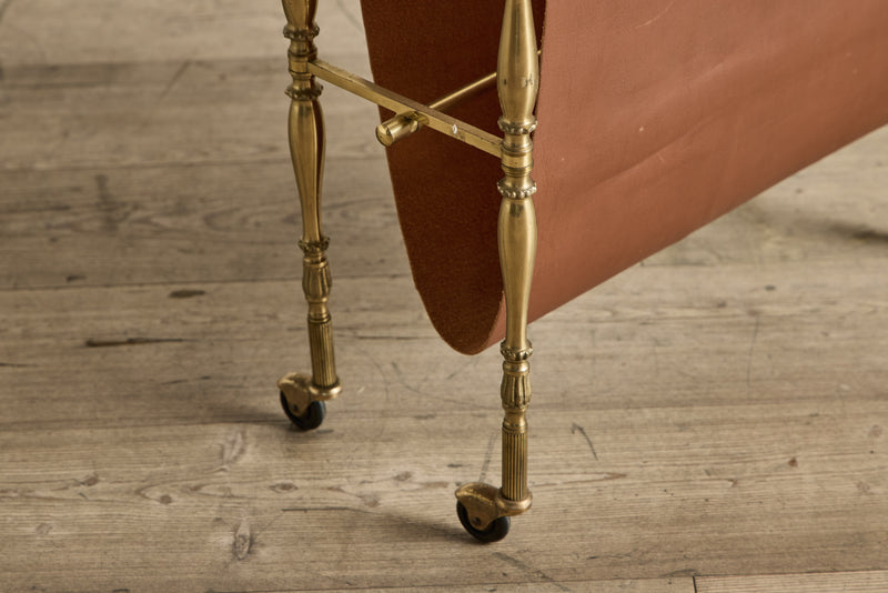 Leather & Brass Magazine Rack