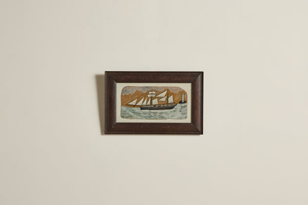 Schooner on Grey Sea