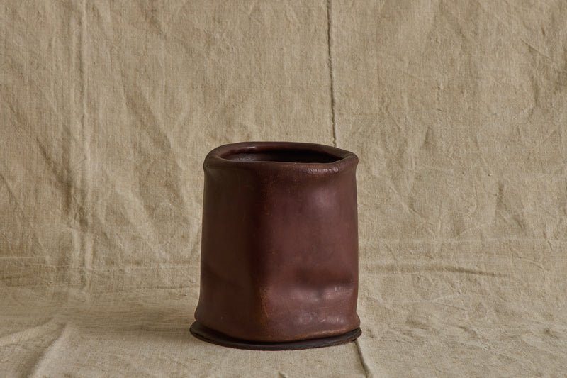 Italian Leather Waste Bin