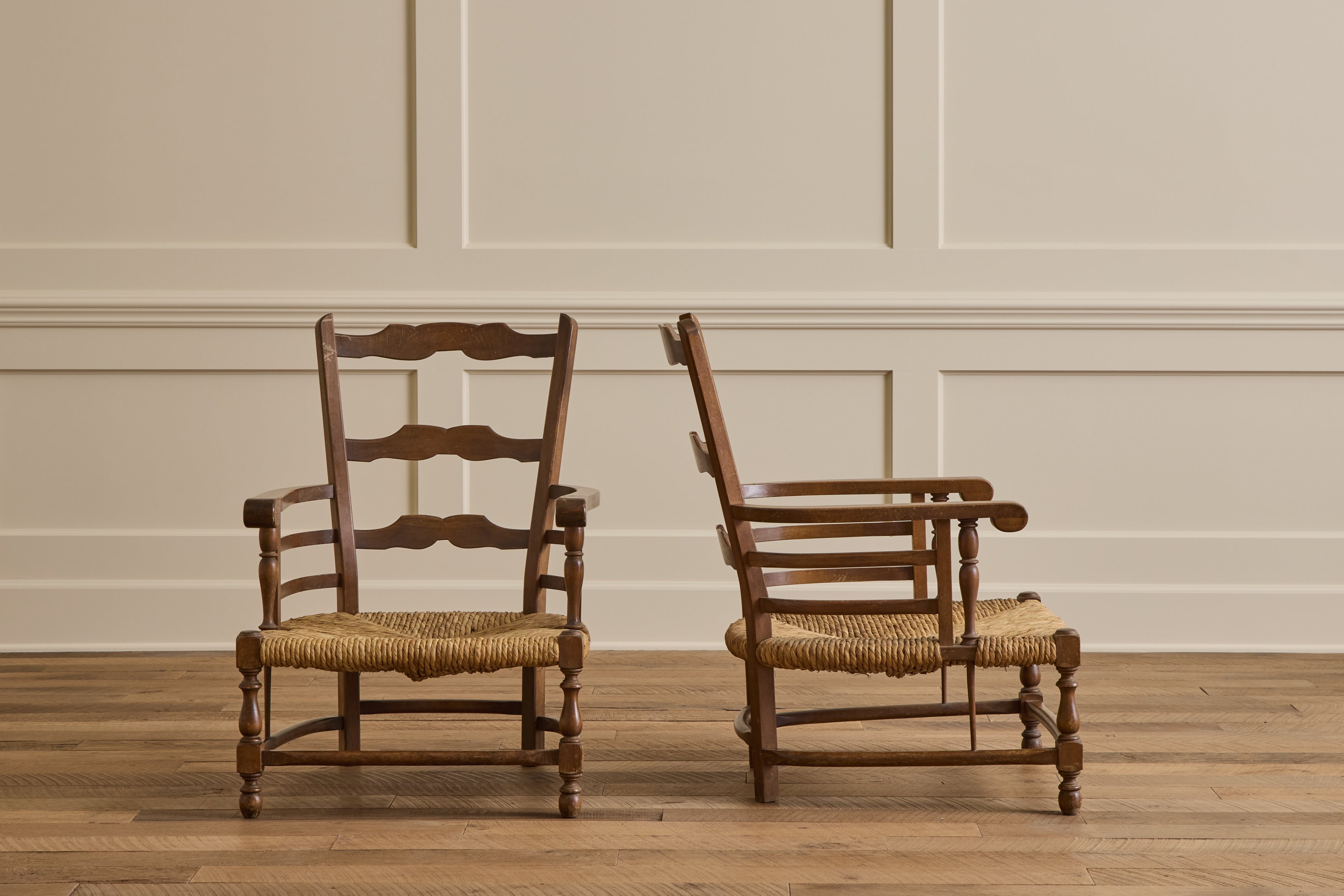 Pair of Italian Rush Chairs