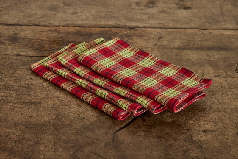 Heather Taylor Home, Set of 4 St. Nickey Plaid Napkins