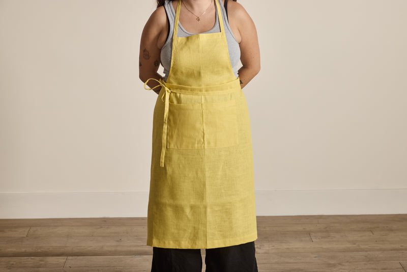 Linen Apron in Citron