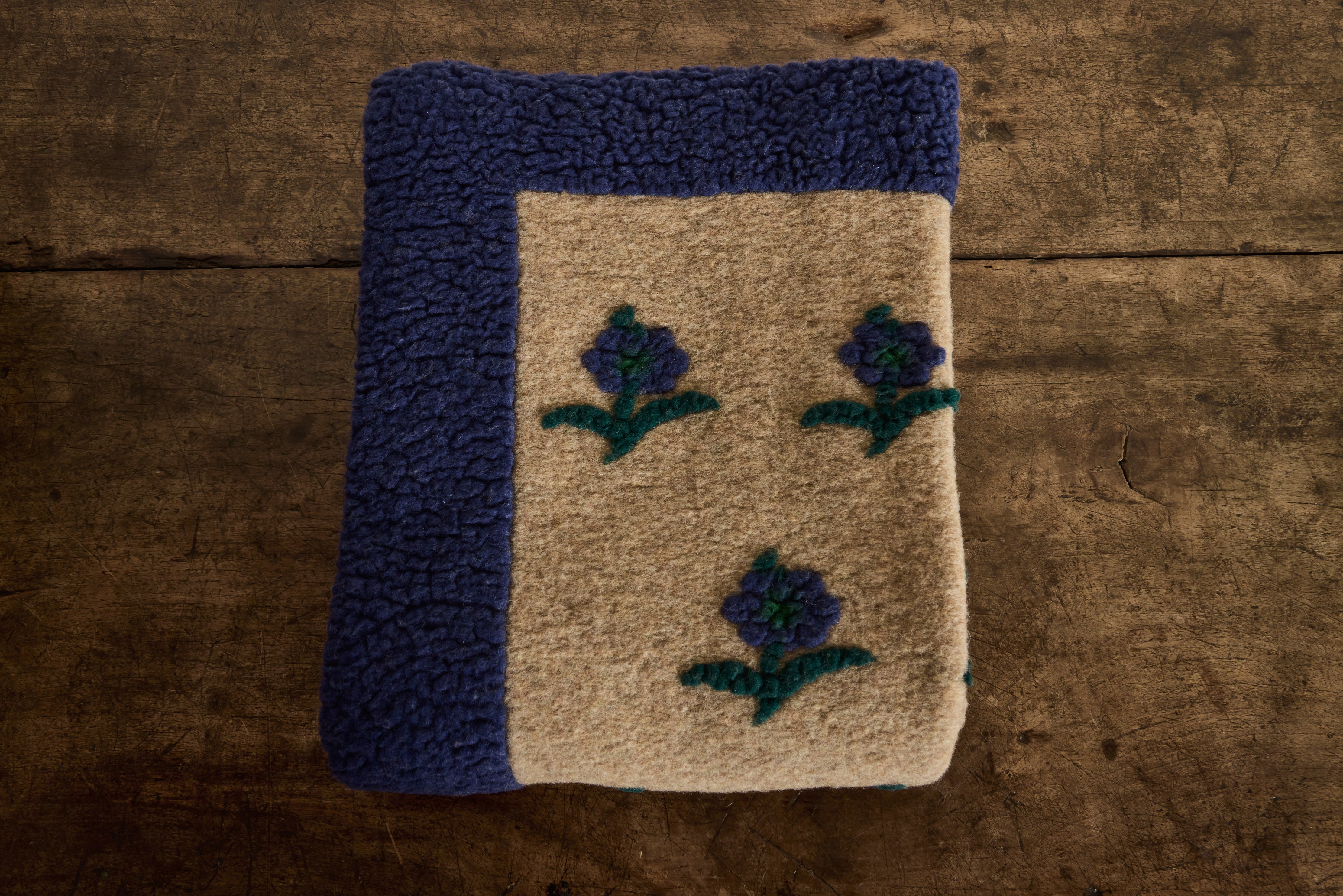 Italian Wool Throw in Daisy Blue