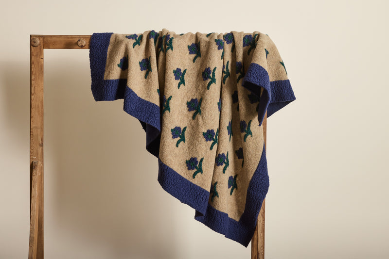 Nickey Kehoe Wool Throw in Daisy Blue