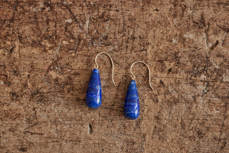 Mikkel Brogger, Handcut Lapis Lazuli Drop Earrings