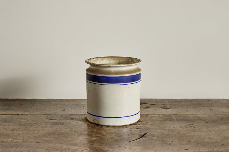 French Blue Stripe Crock