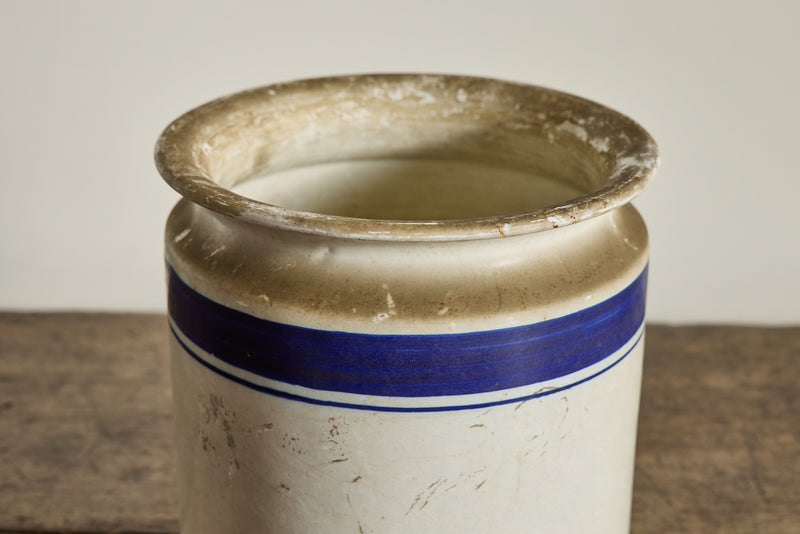 French Blue Stripe Crock
